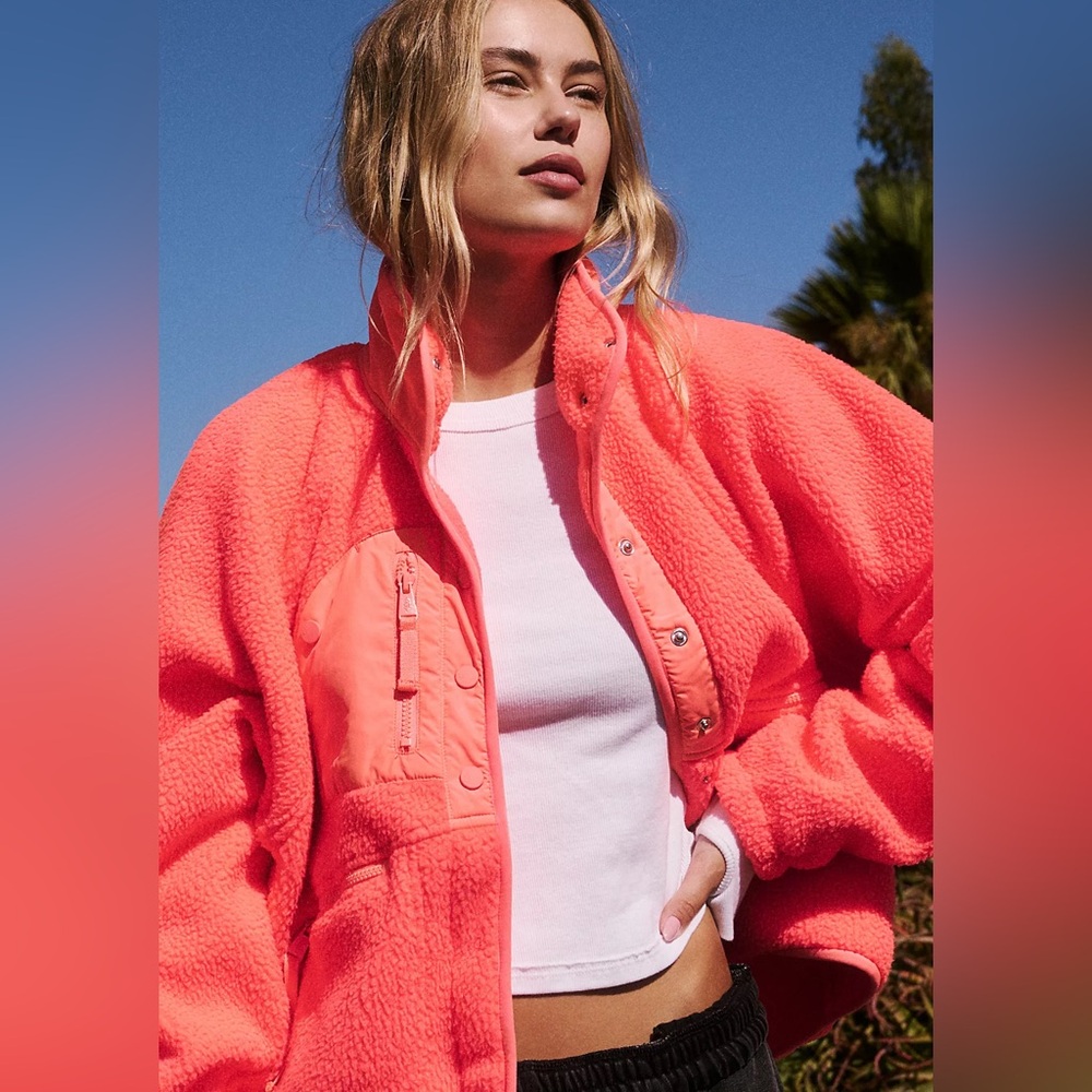 FP Movement Hit the Slopes Fleece Jacket {Neon Coral} M - Picture 2 of 11